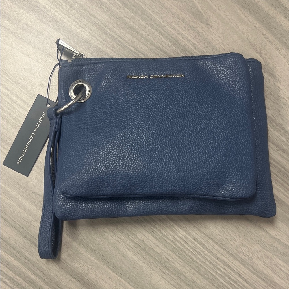French Connection Blue Leather Set of 2 Wristlets